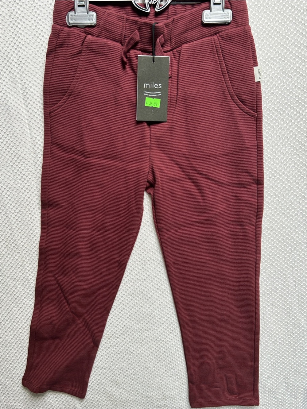 Miles Unisex Ribbed Joggers in Burgundy - Comfortable Everyday Sweatpants. NWT